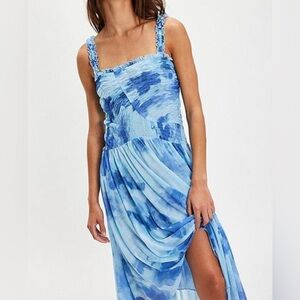 NWT Free People Blue Smocked Midi Dress